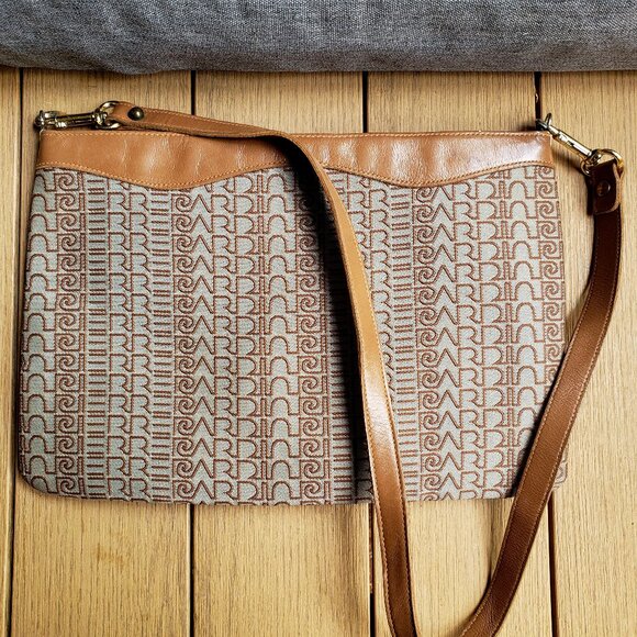 Pierre Cardin Handbags - EUC Vintage Original 1970s Pierre Cardin logo canvas allure tan leather trim